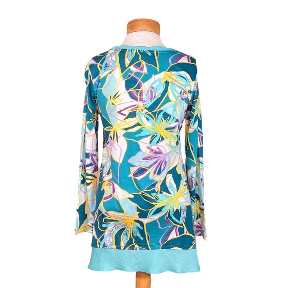 LOGO Lori Goldstein Tropical Print Tunic with Pockets XS-S - Picture 8 of 14